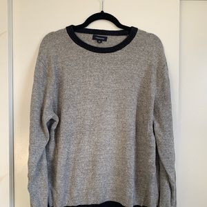 J Crew Grey with Navy trim Sweater